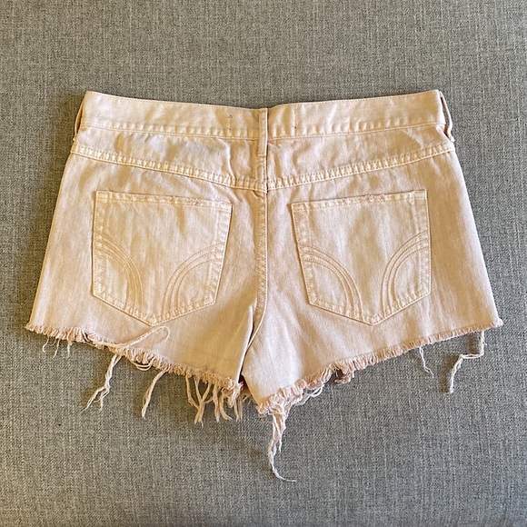 Peach Pink Hollister Denim Shorts - Geometric Embroidered, Distressed - Picture 3 of 3